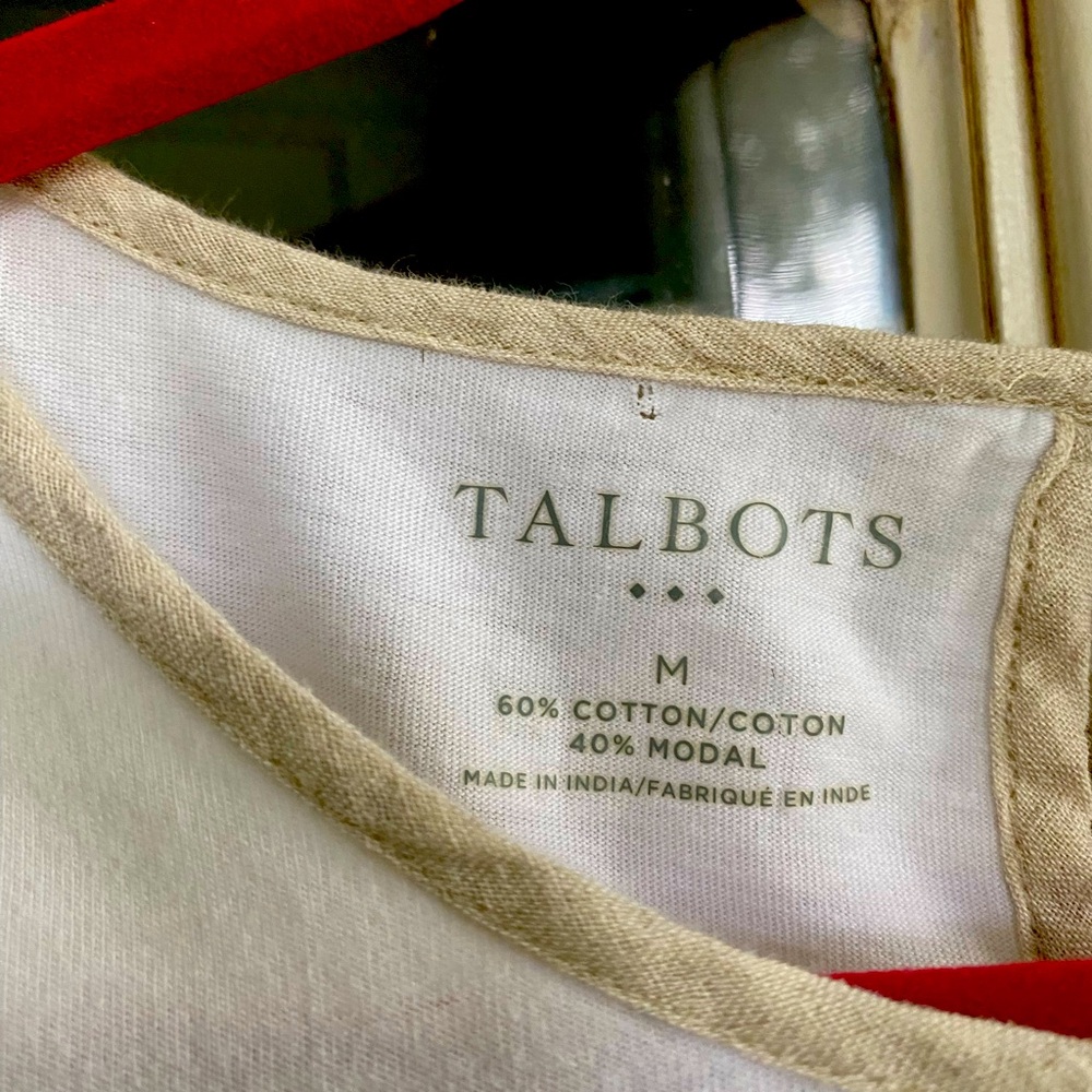 Talbots Cream and Tan Blouse